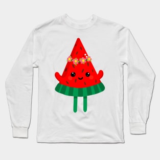 Cute watermelon with flower hat Long Sleeve T-Shirt